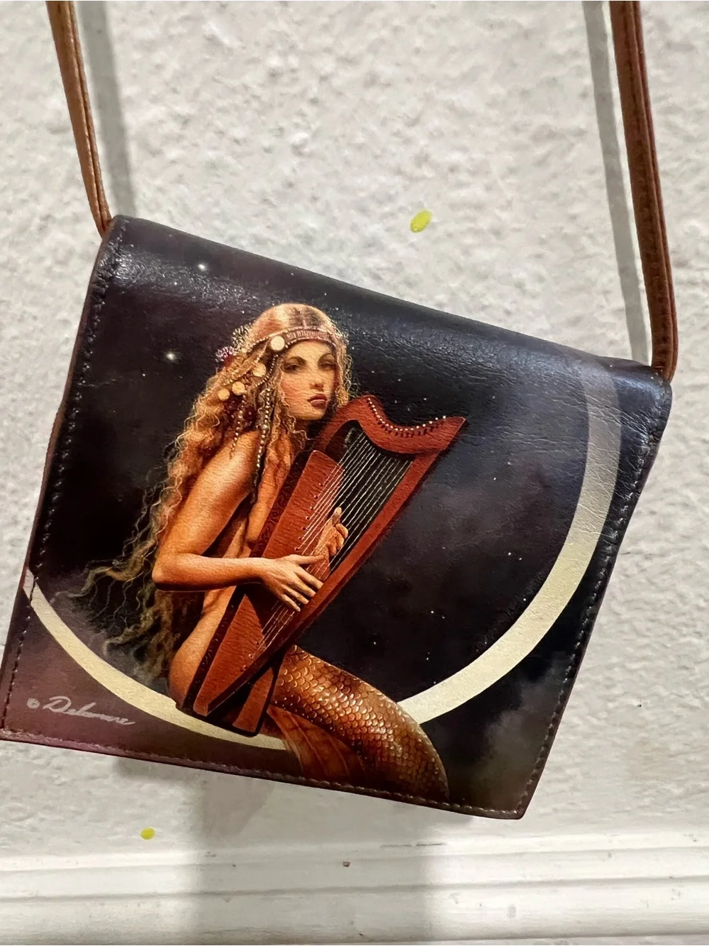 Mermaid Harp Crossbody Bag/ wallet in Purple